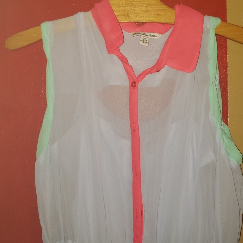 GIRLS AMERICAN EAGLE BLUE PLEATED DRESS